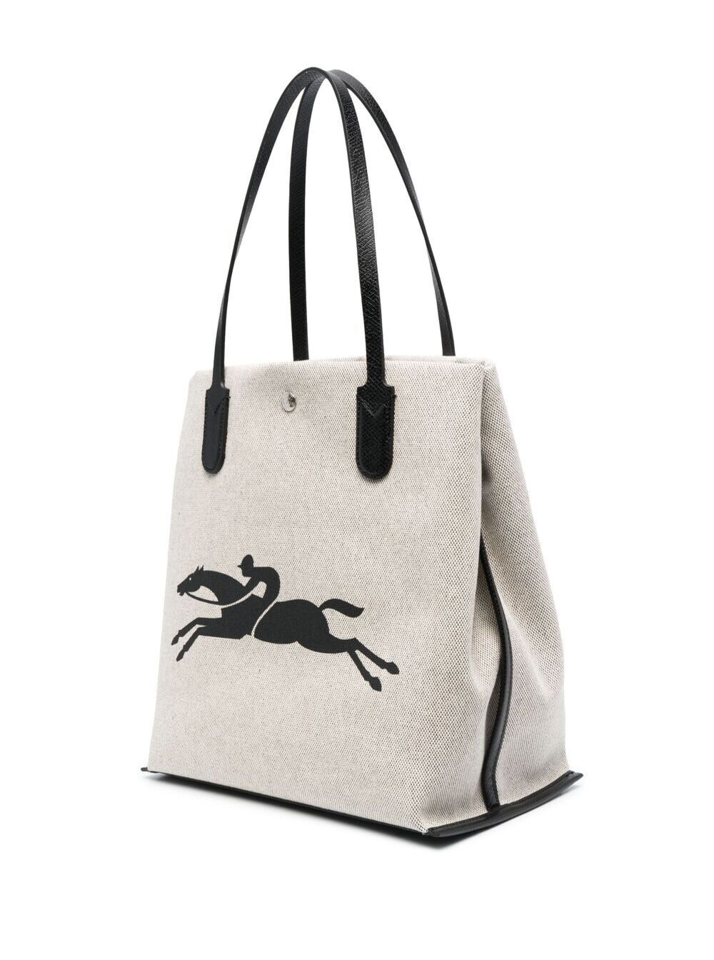 Roseau White Tote Bag with Logo Print in Cotton Canvas Woman