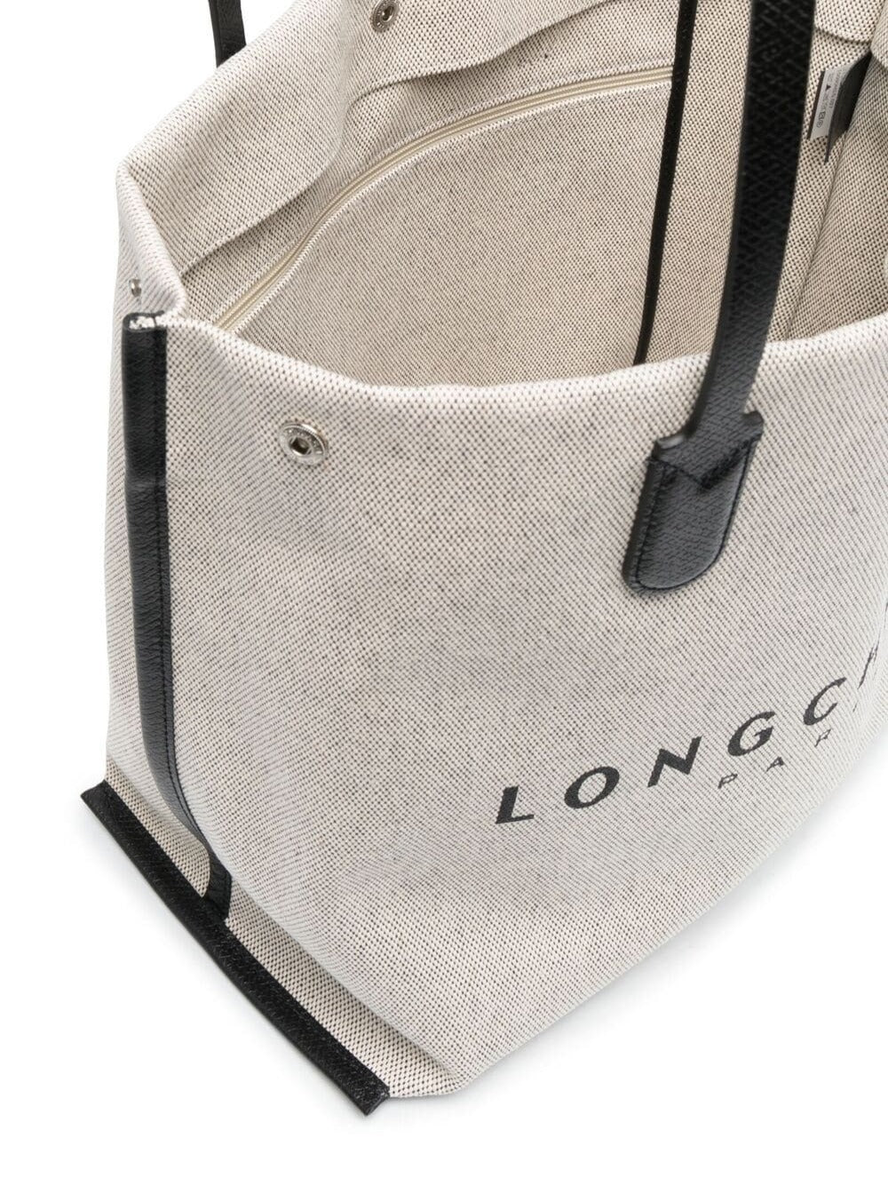 Roseau White Tote Bag with Logo Print in Cotton Canvas Woman