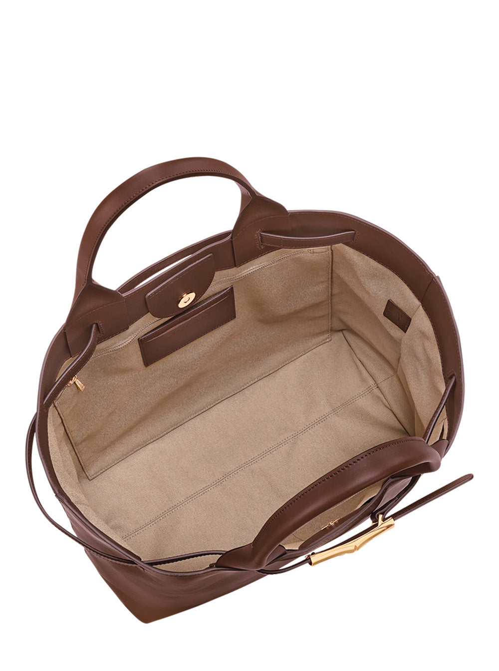 Shopper Le Smart with Metallic Detail on the Front in Brown Leather for Women Tote Bags