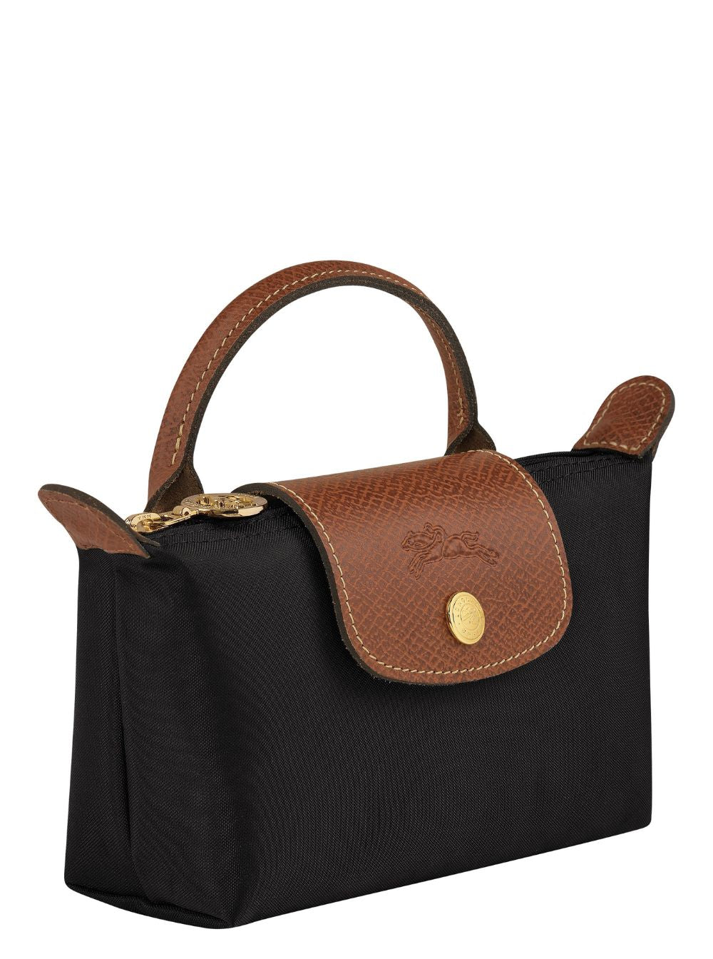 Handbag Le Pliage Original With Engraved Logo On Front Leather And Black Canvas For Women Nylon Hand Bags