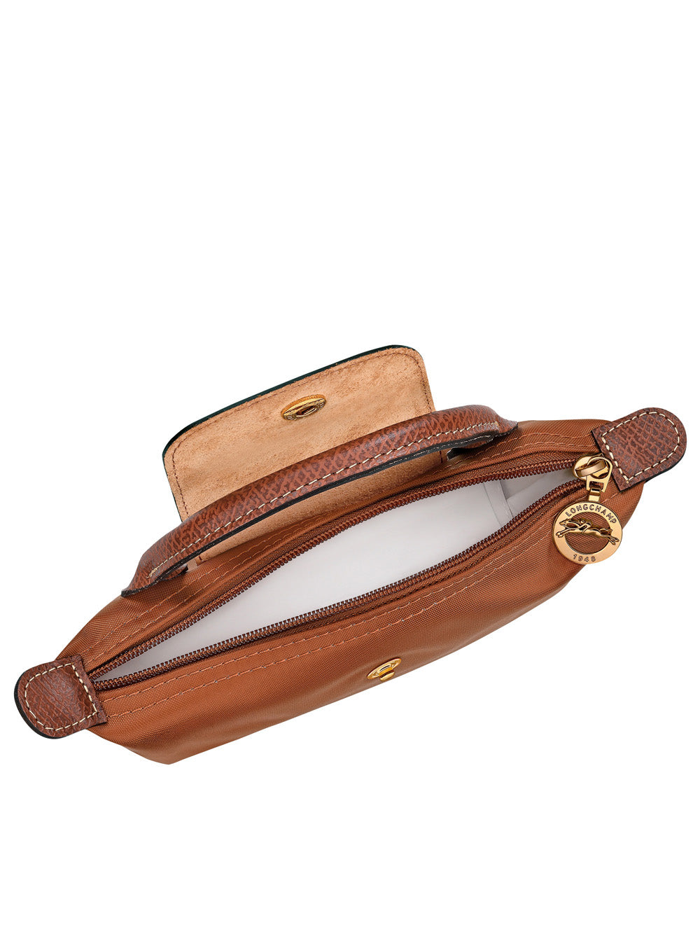 Handbag Le Pliage Original With Engraved Logo On Front Leather And Brown Canvas For Women Nylon Hand Bags
