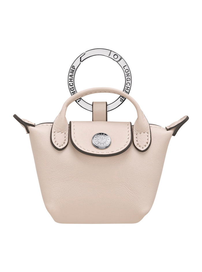 Keychain Le Pliage Xtra - White key holder with leather logo Women Products