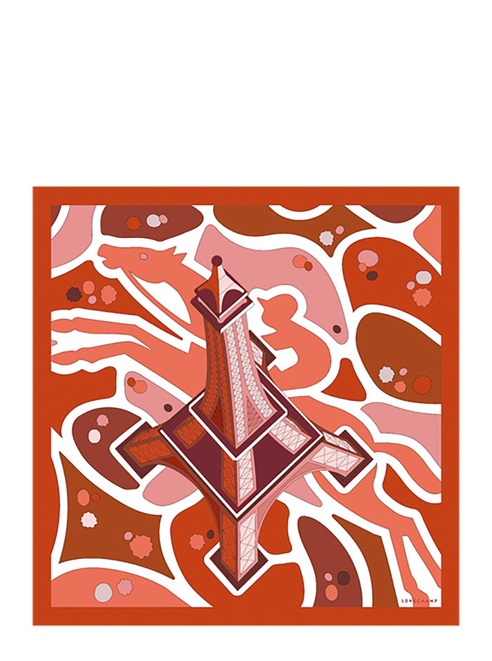 Square Silk Scarf with Orange Maxi Print for Women Scarfs And Foulards