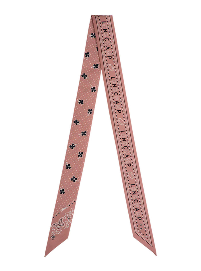 Silk Scarf with Floral Print and Paisley Motif in Pink for Women Scarfs Foulards