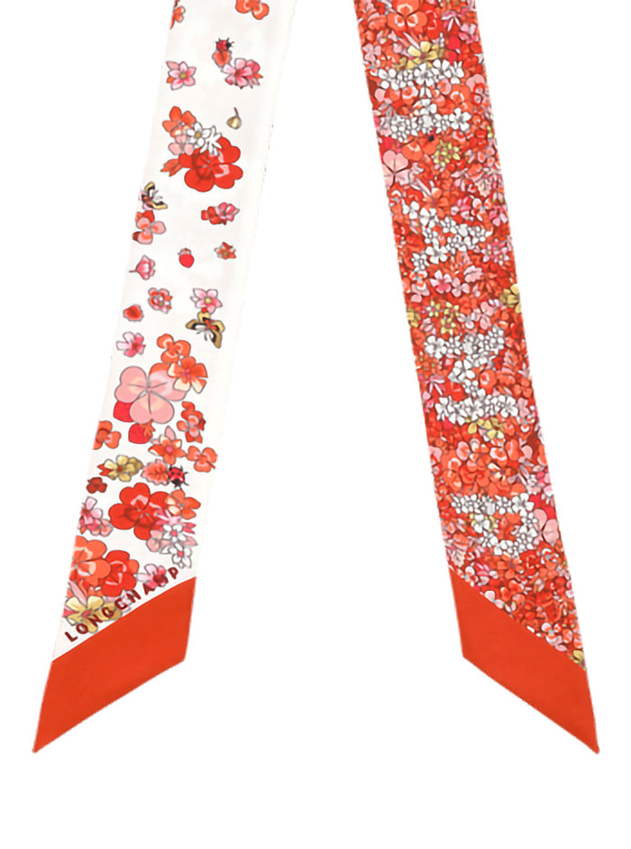 Silk Multicolor All-Over Print Scarf with Logo Lettering for Women Red Scarfs And Foulards