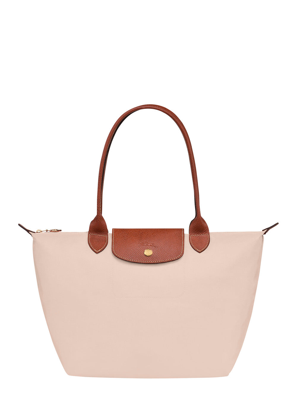 Le Pliage Original White Medium Shoulder Bag With Logo Printed Recycled Fabric For Women Nylon Hand