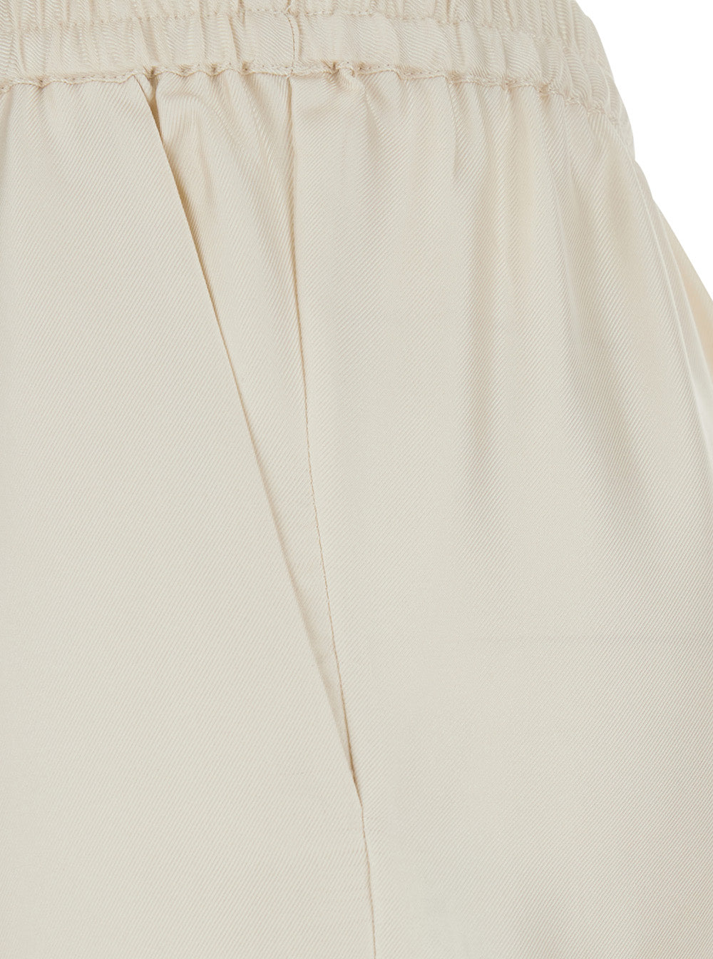 Alera Pants with Elastic Waist and Wide Leg in White Silk for Women Trousers