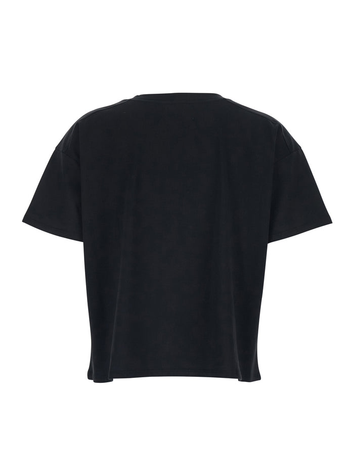 Black T-Shirt with V-Neck and Short Sleeves in Cotton for Women Supima Tshirts Polo Shirts