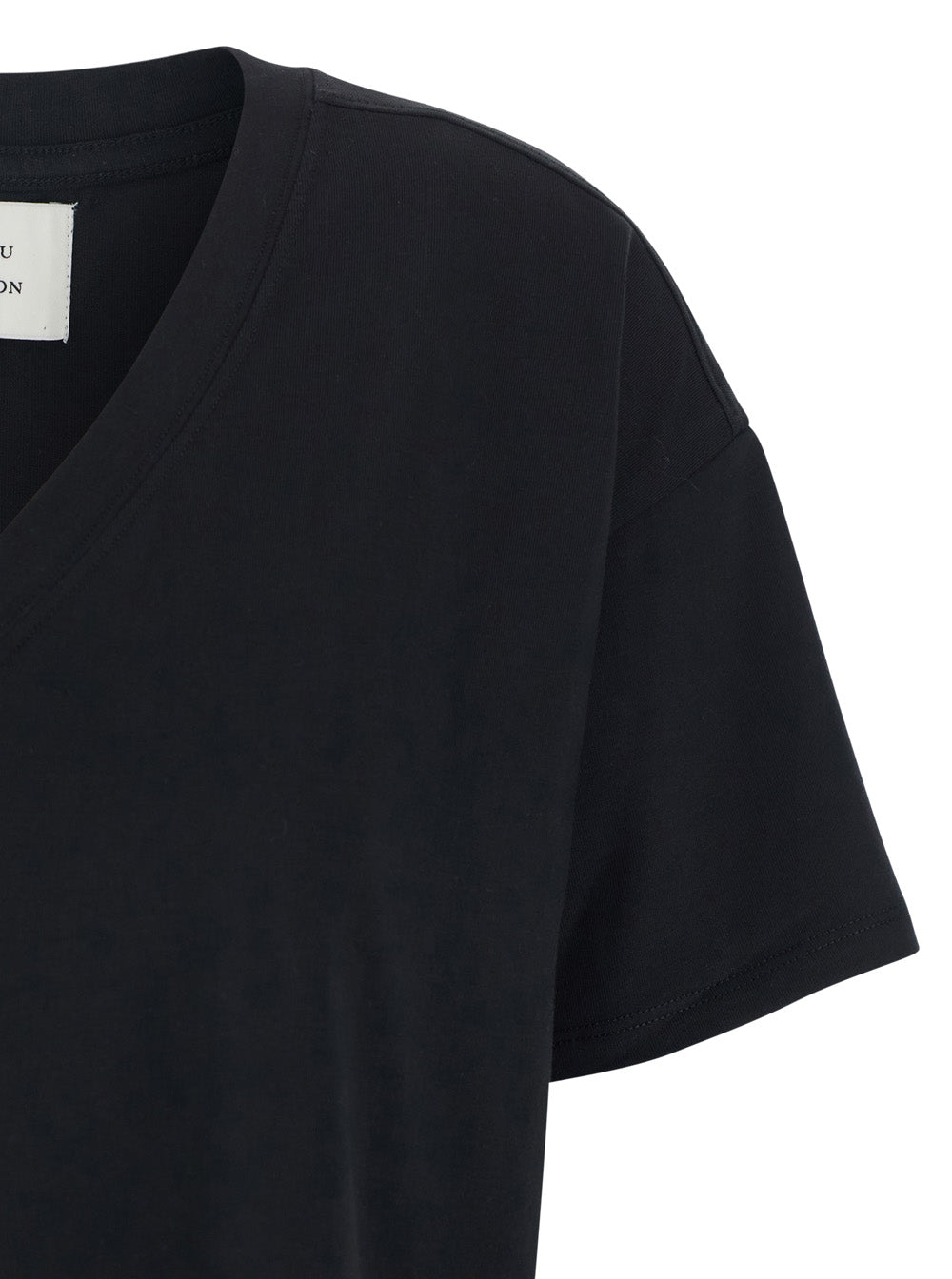 Black T-Shirt with V-Neck and Short Sleeves in Cotton for Women Supima Tshirts Polo Shirts