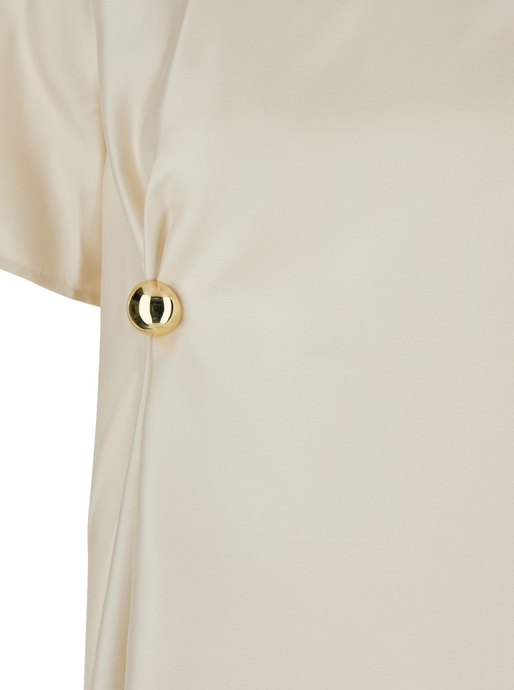 Top Madea Crew Neck with Draping and Asymmetric Design in White Silk for Women Tops