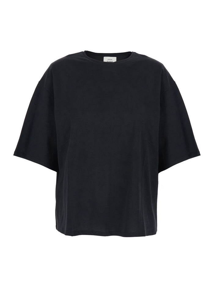 Black Cotton Boxy Design Crew Neck T-Shirt for Women Tshirts And Polo Shirts
