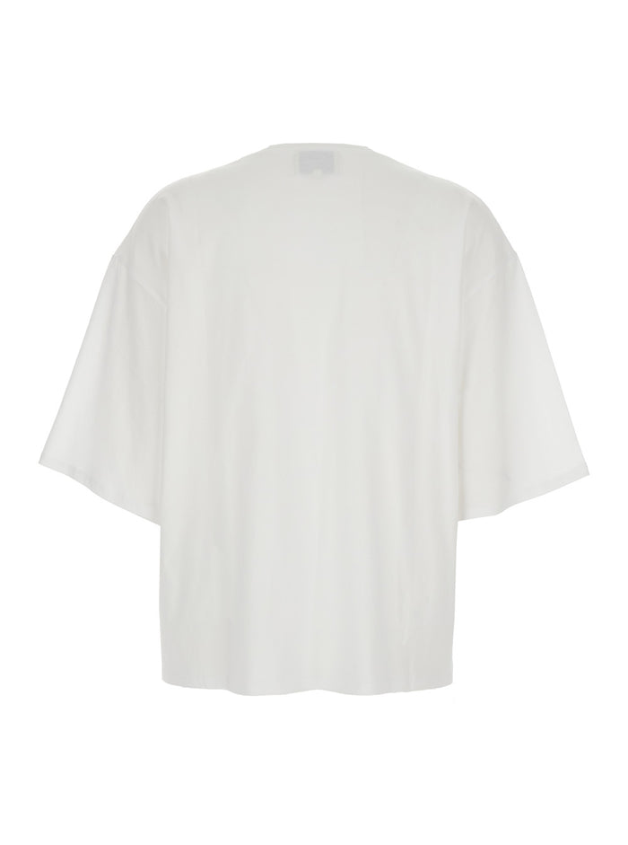 T-Shirt OSISWHITE Crew Neck with Dropped Shoulders in White Cotton for Women Tshirts And Polo Shirts
