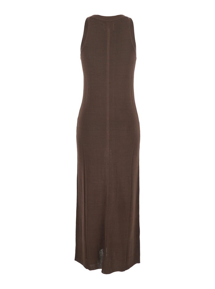 Long Dress Pablo With Bodycon Design Brown Viscose For Women