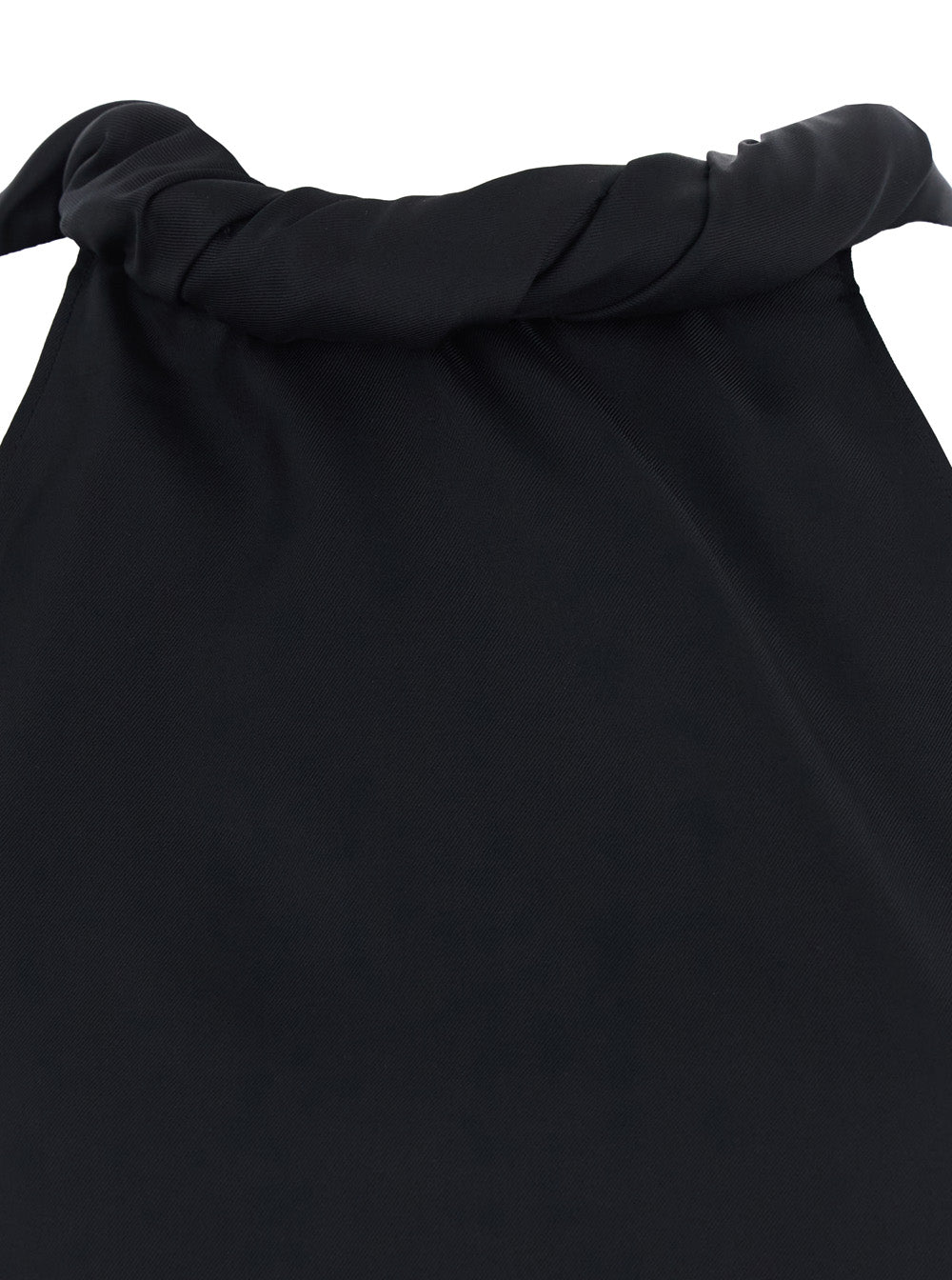 Top WILMA Black with Twisted Silk Collar for Women Tops