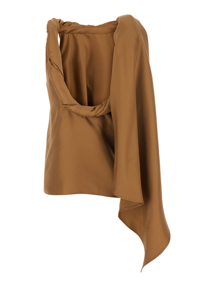 Top WILMA TWISTED COLLAR with Silk Brown Women Tops