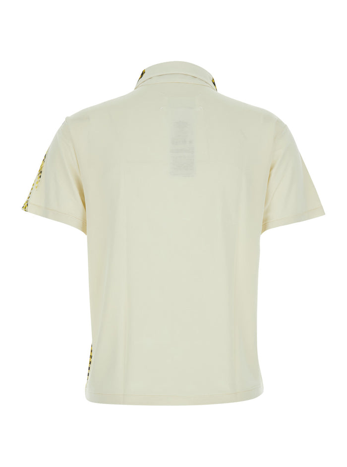 Yellow Polo Shirt With Ribbed Collar And Short Sleeves Cupro For Men Elastane Tshirts