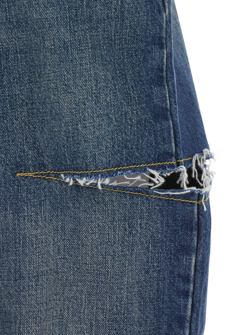 Blue Five-pocket design Jeans with Rips in Cotton Denim Woman Blu