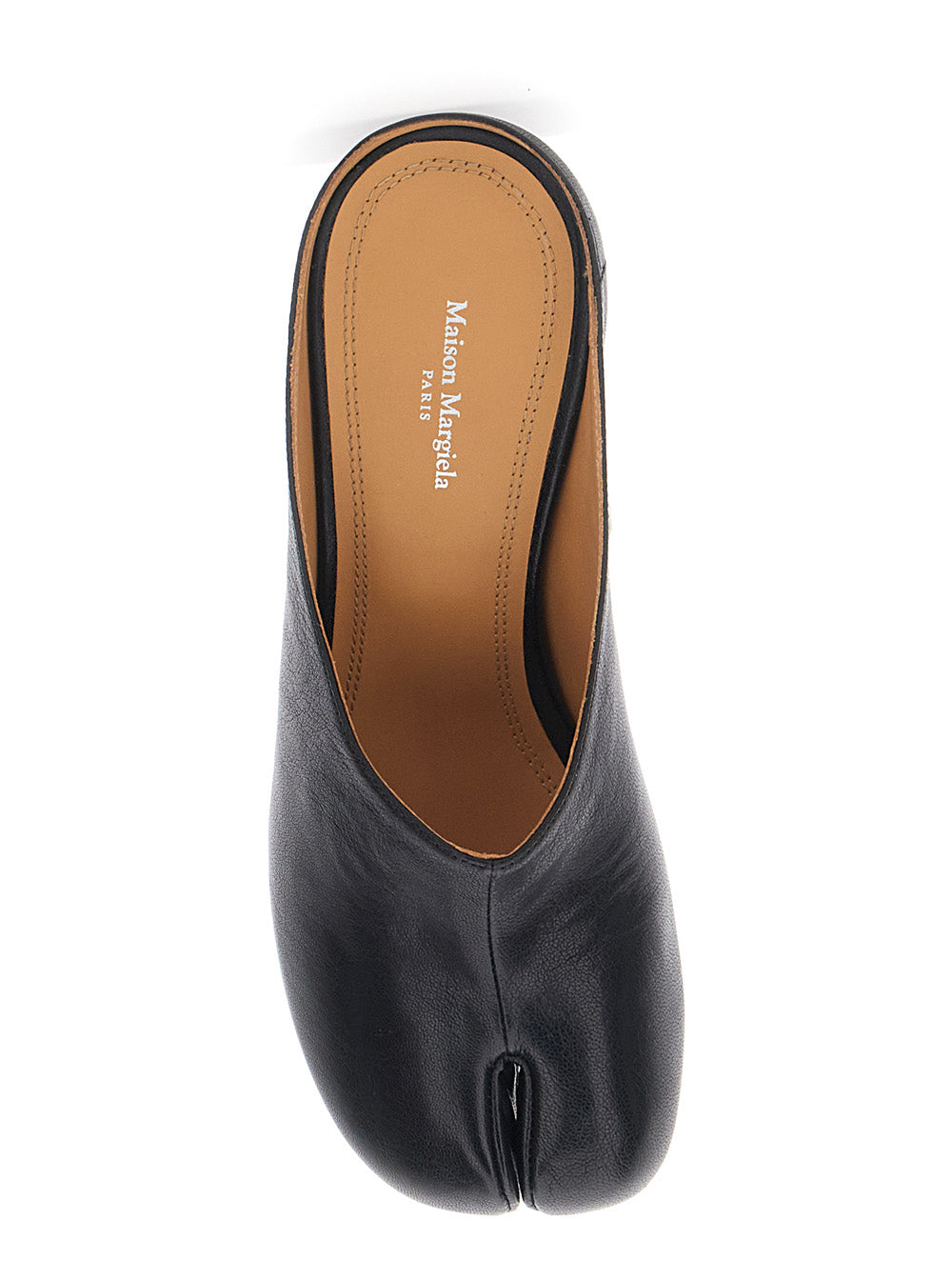 Black Tabi Slip-On Mules Sandals In Leather for Women Ovine Heels