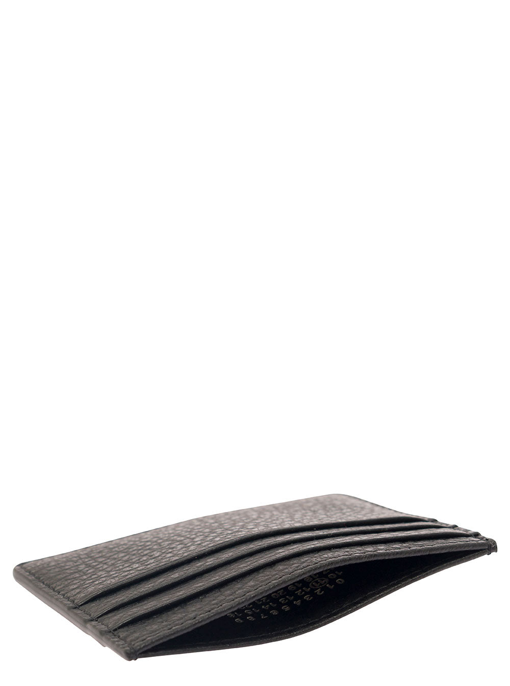 Black Card holder with four stitches on the back in grained leather for women Calf Products