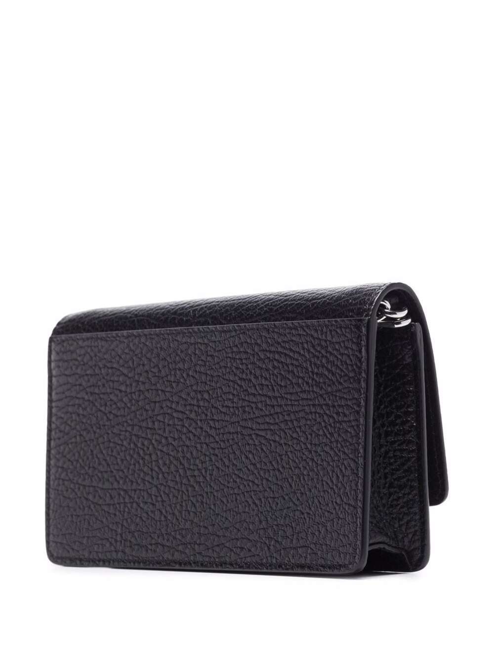 Black Crossbody Wallet with Magnetic Closure in Grained Leather for Women Calf Products