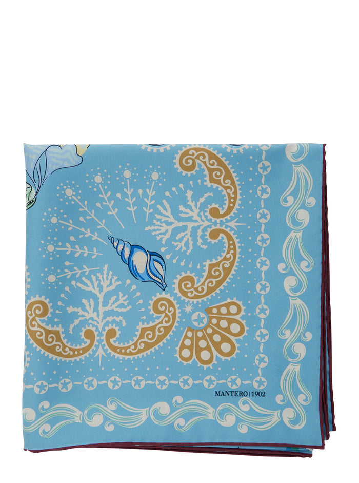 CORAL GARDEN SCARF Blue Silk Light Scarfs And Foulards
