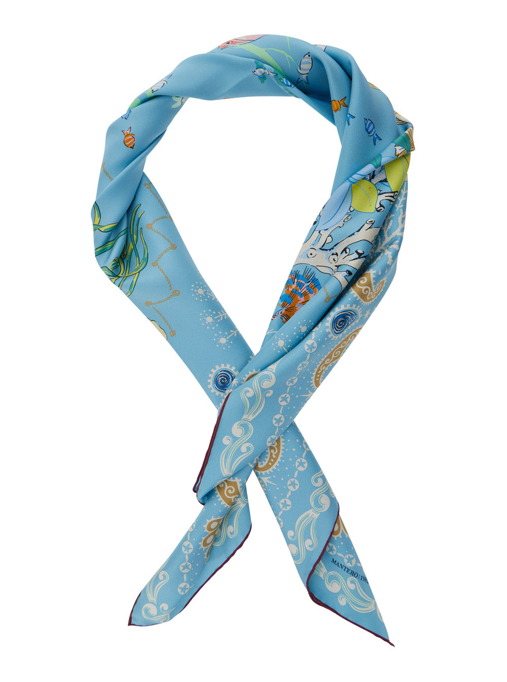 CORAL GARDEN SCARF Blue Silk Light Scarfs And Foulards