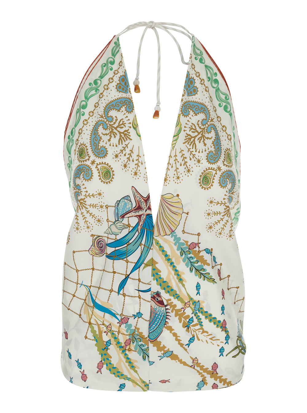 ERITA TOP - Multicolor Dress with V-neck and long sleeves Silk Women Tops