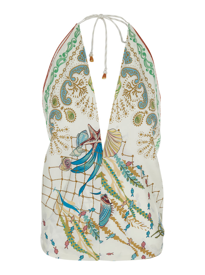 ERITA TOP - Multicolor Dress with V-neck and long sleeves Silk Women Tops