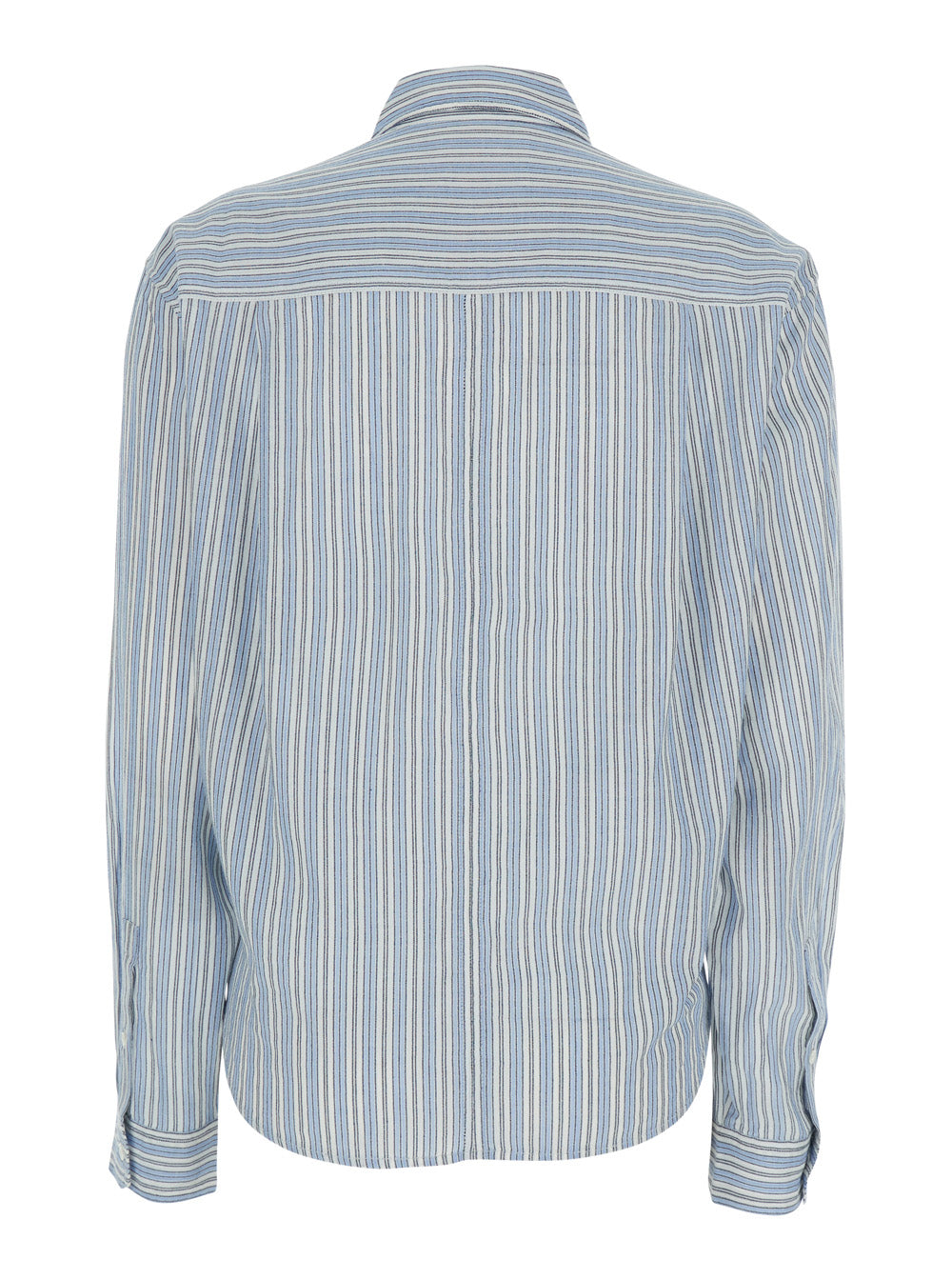Shirt Nath with Bow on the Front and All-Over Striped Motif in Blue Cotton for Women Light Blouses
