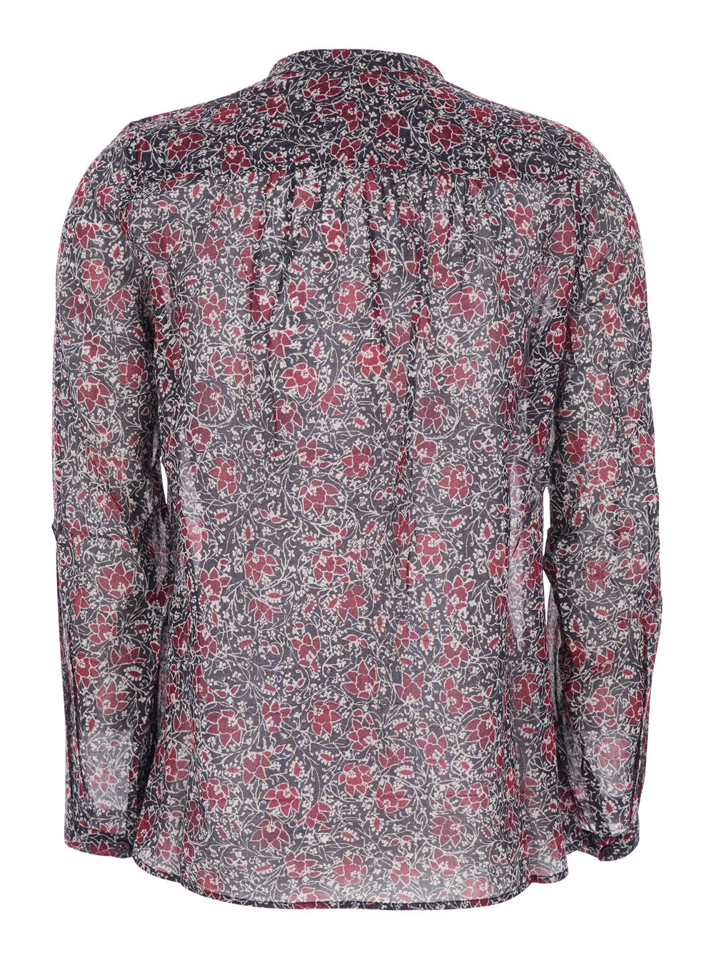 Maria Dress with Henley Neck and Buttons Floral Print in Purple for Women Violet Cotton Shirts Blouses