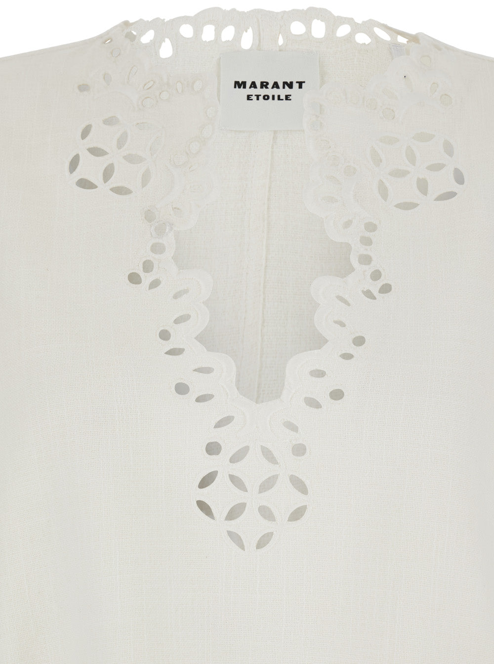 Shana Caftan with Cut-Out Details and Scalloped Hem in White Cotton for Women Shirts Blouses