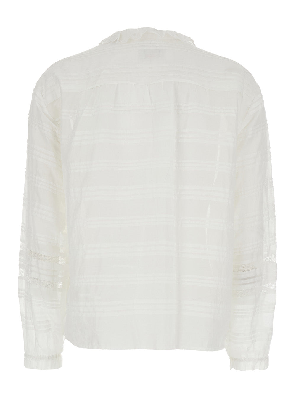 Blouse Peline with Choker Neckline and Details in Lace Cotton Pleats White Women Shirts Blouses