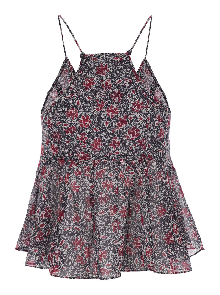 Top Lirhetta with Thin Straps and All-Over Floral Motif in Purple Cotton for Women Violet Tops