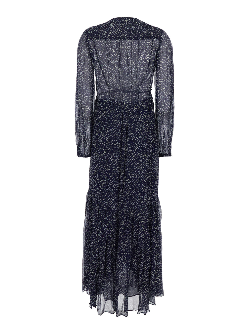 Midi Dress Briane with V-Neck and All-Over Polka Dot Motif in Blue Viscose for Women Blu Long
