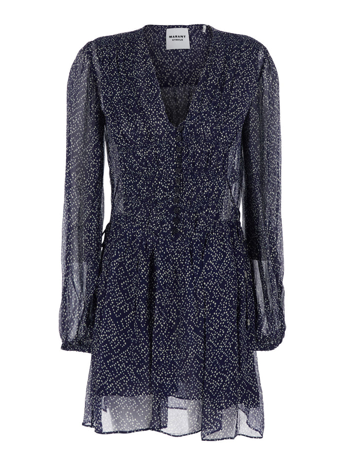 Dress Loriena with V-Neck and All-Over Print in Blue for Women Blu Viscose