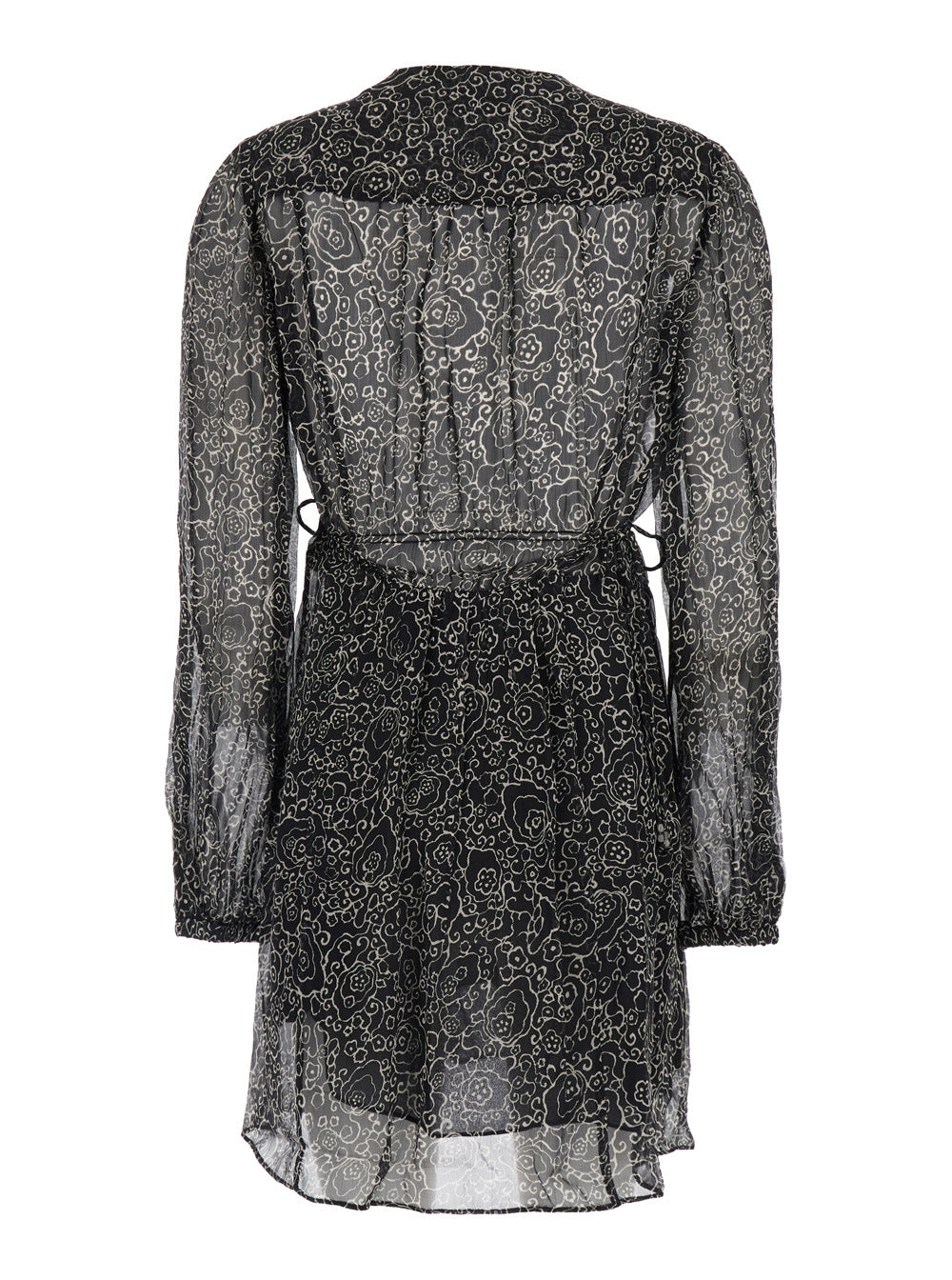 Dress Loriena With V-Neck And All-Over Print Black Fabric For Women