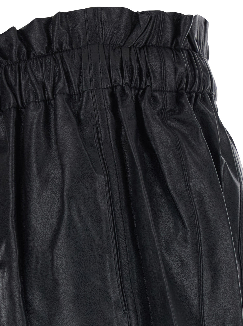 Black Ecoleather Naline Shorts with Drawstring Waist for Women And Bermuda