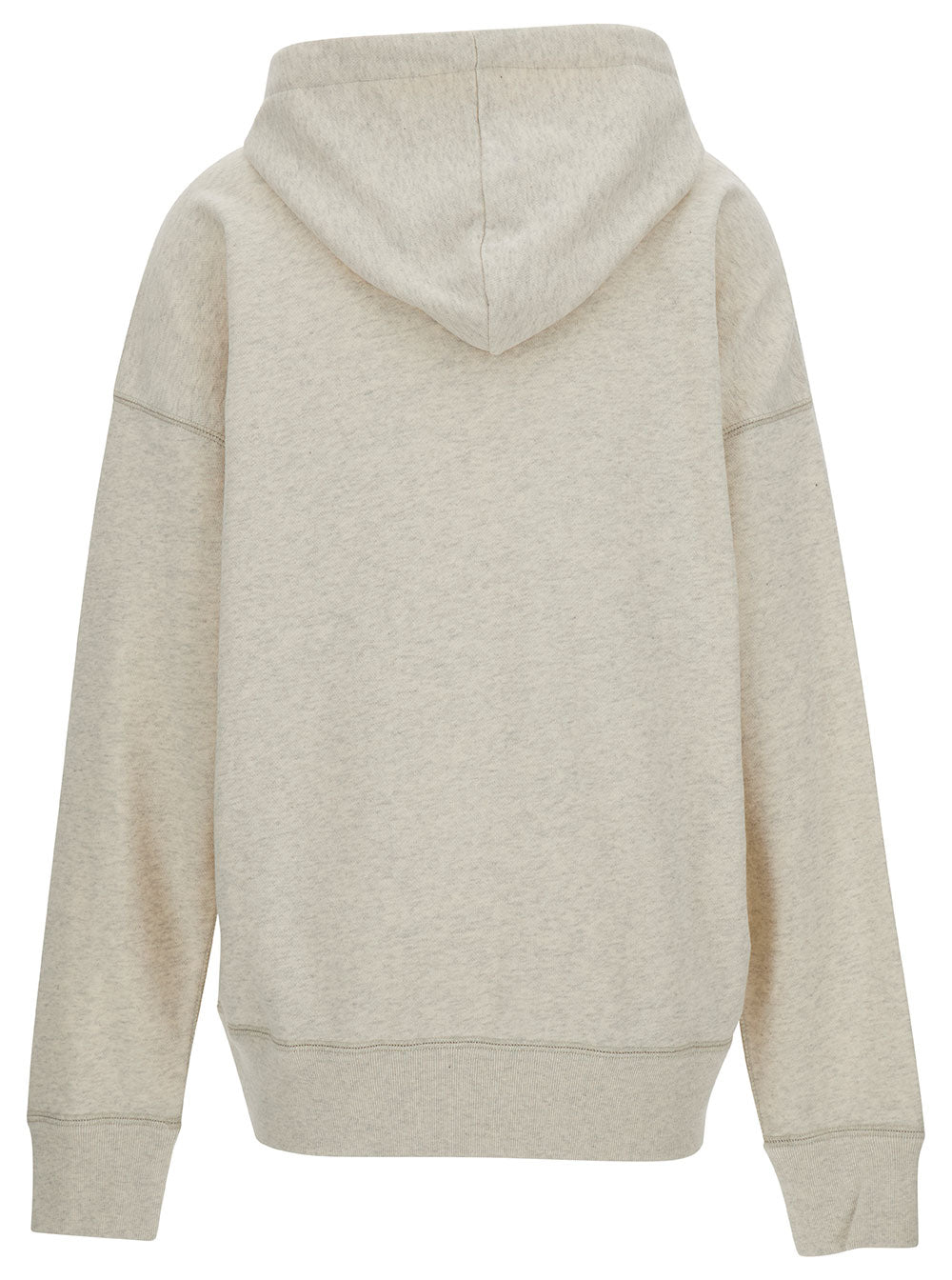 Hooded Sweatshirt with Tone-on-Tone Logo Print in Cotton Blend White Women Polyester Sweatshirts