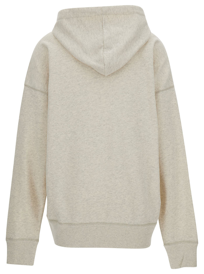 Hooded Sweatshirt with Tone-on-Tone Logo Print in Cotton Blend White Women Polyester Sweatshirts