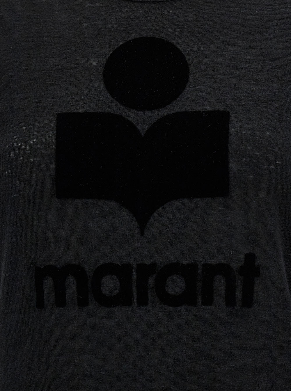 Black T-Shirt with Tone-on-Tone Logo Print in Linen for Women Polyester Tshirts And Polo Shirts