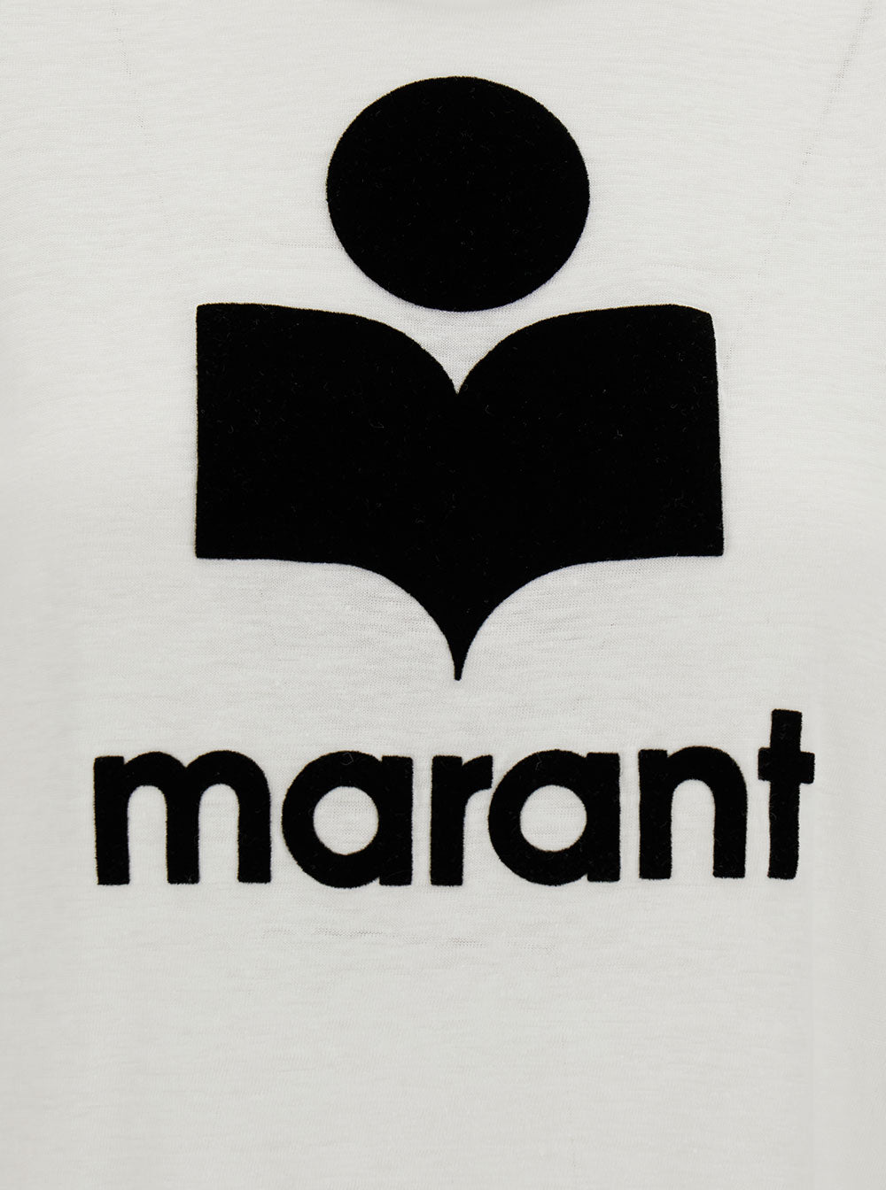 White T-Shirt with Contrast Logo Print in Linen for Women Tshirts And Polo Shirts