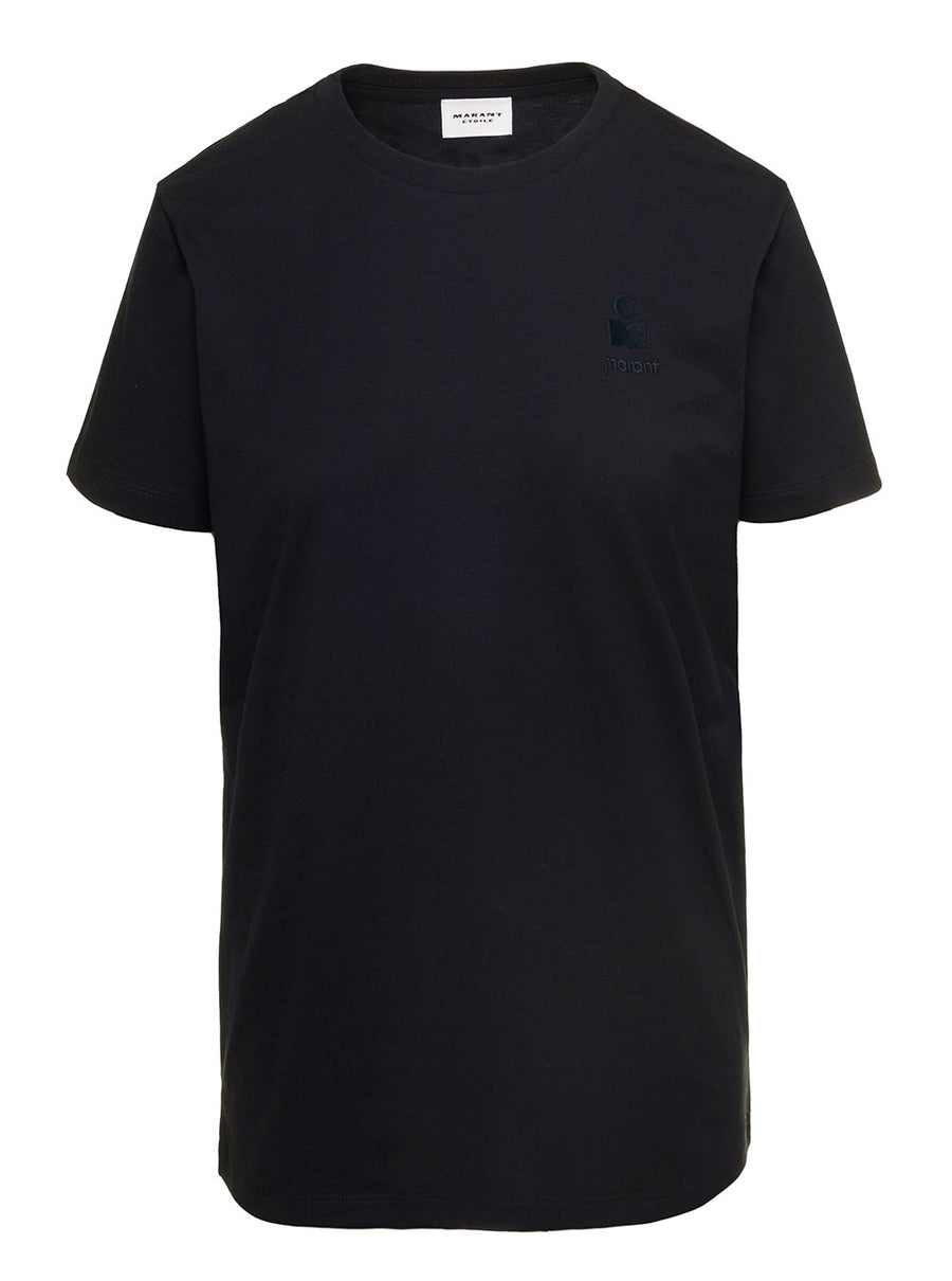 T-Shirt With Logo Embroidery Black Cotton T-shirts & Jerseys