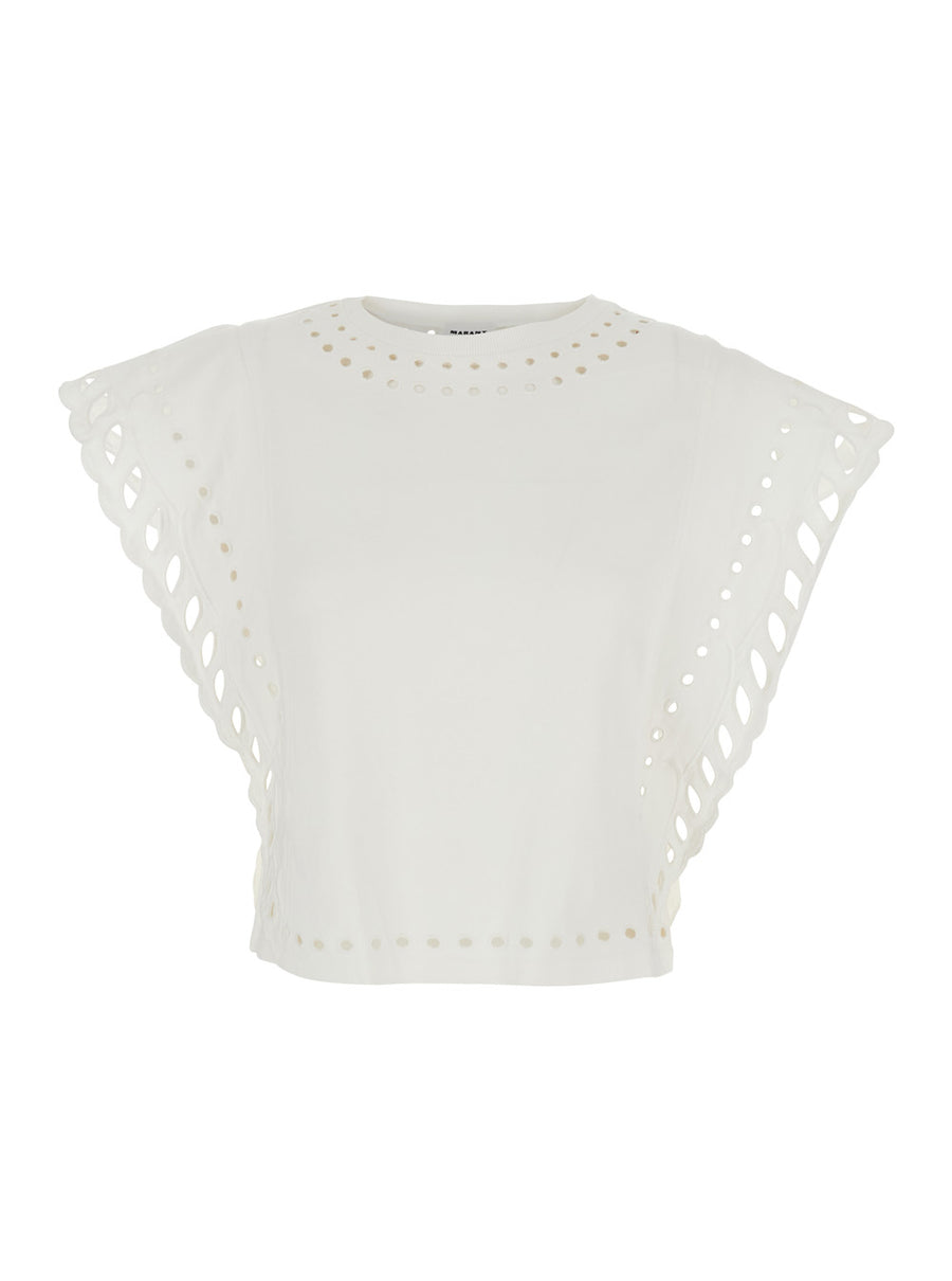 Crew Neck Top Odyle White Cotton Tops