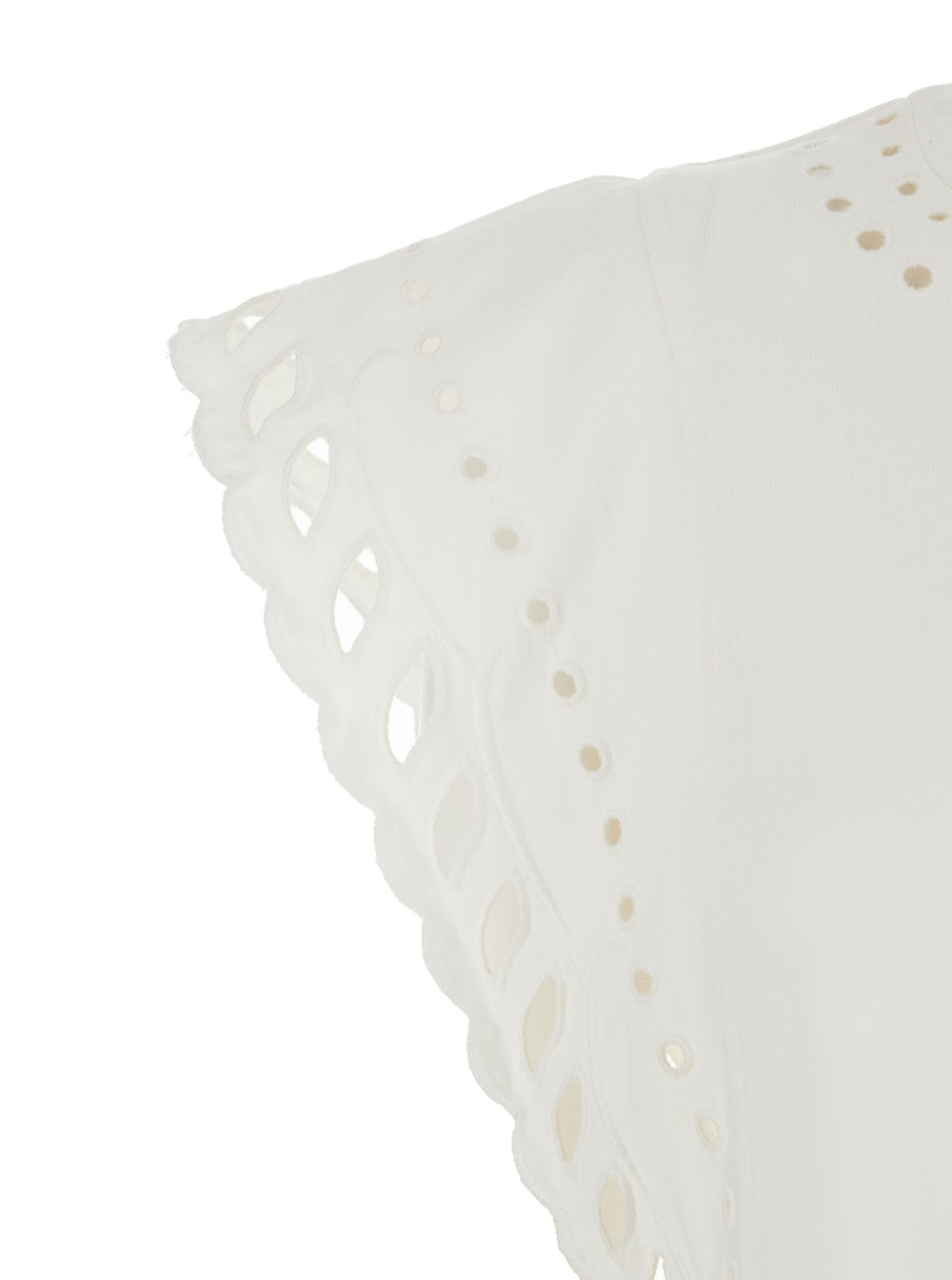 Odyle Crew Neck Top with Cut-Out Details in White for Women Tops