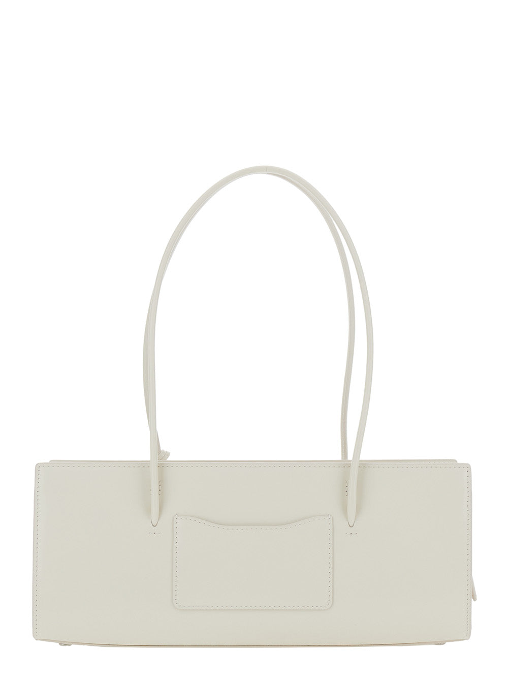 Shoulder Bag The Mirror Satchel with Logo on Front and Flower Pendant in White Leather for Women Cow