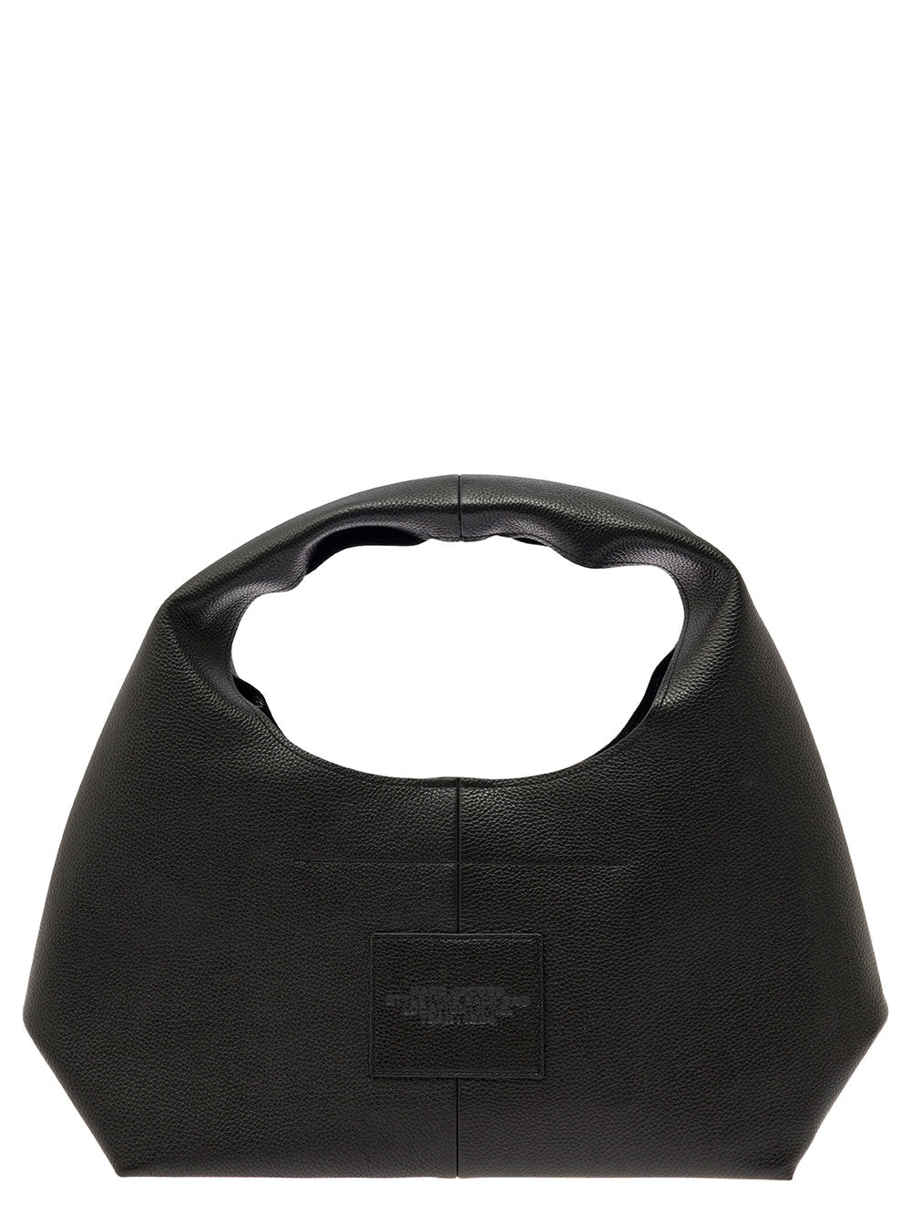 Shoulder Bag The Sack with Logo Embossed in Black Pebbled Leather for Women Cow