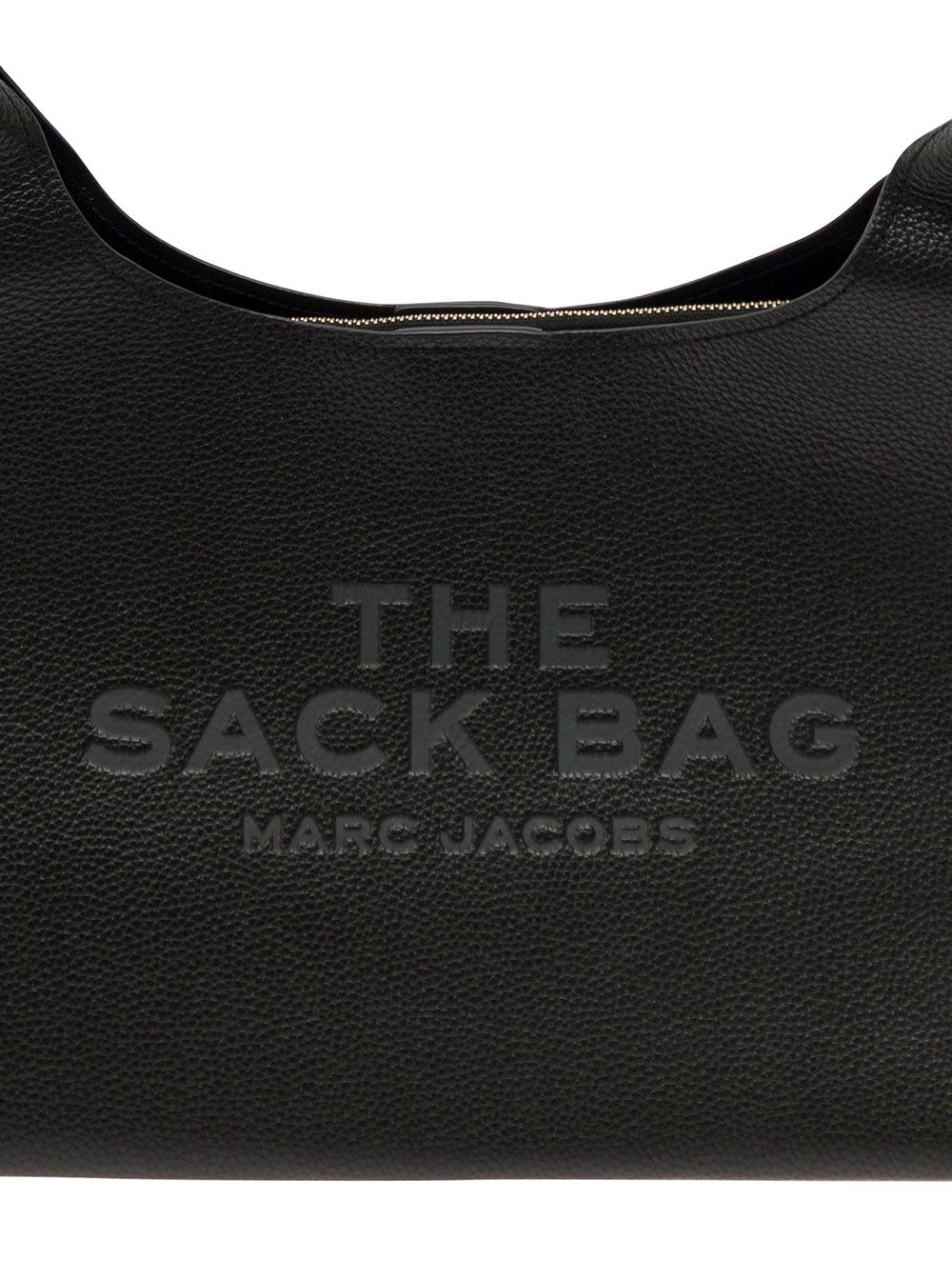 Shoulder Bag The Sack with Logo Embossed in Black Pebbled Leather for Women Cow