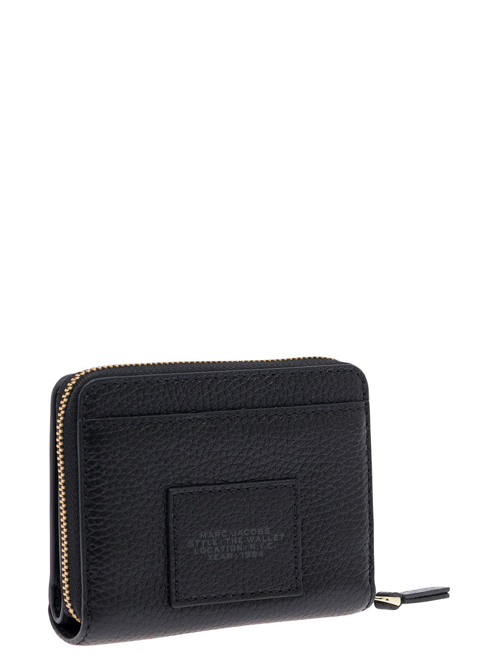 Wallet The Mini with Engraved Logo on Front in Black Pebbled Leather for Women Products