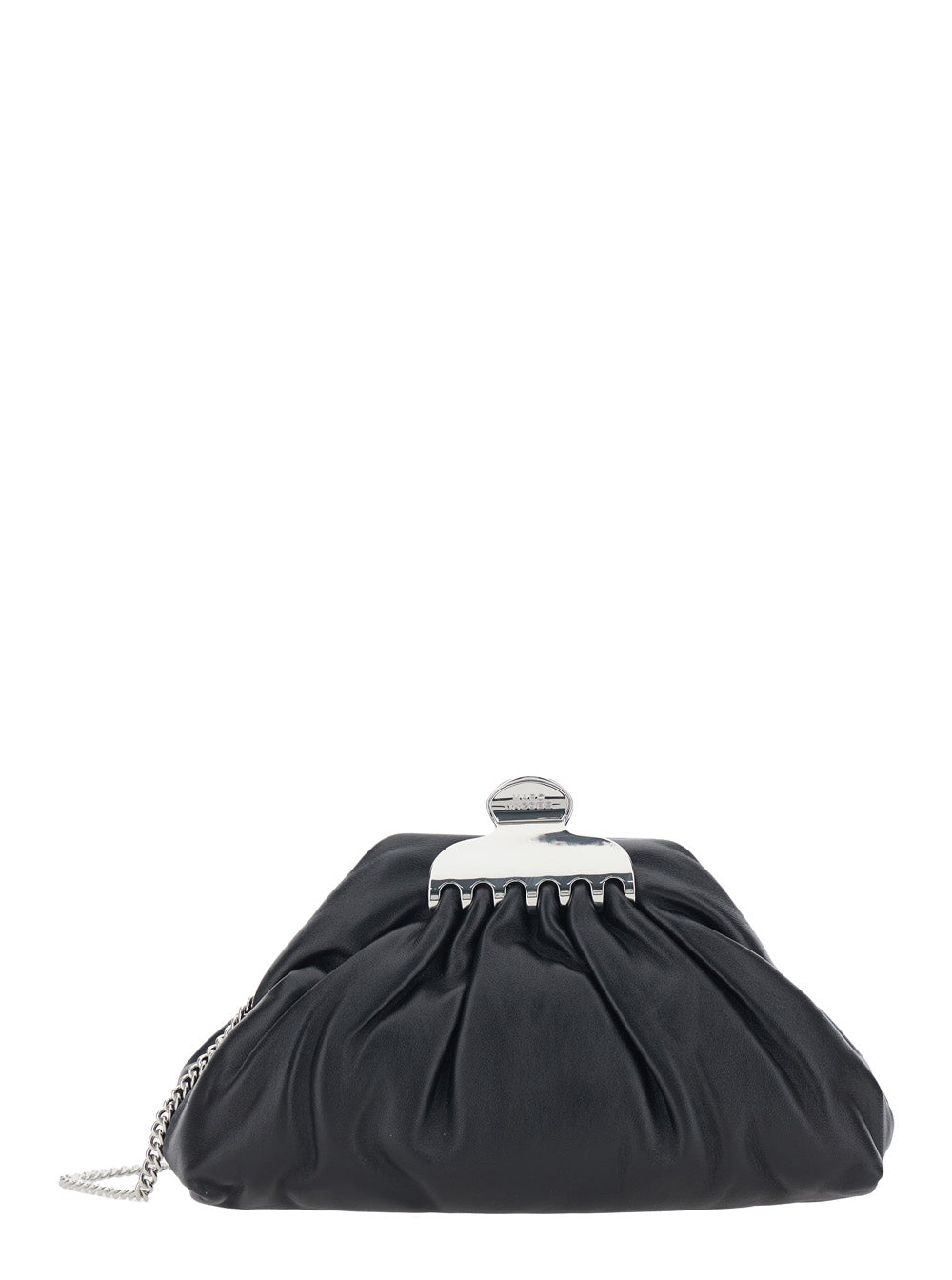 Clutch Claw Clip Piccola with Chain Strap and Black Leather Clasp Detail for Women Lamb Clutches Pochettes