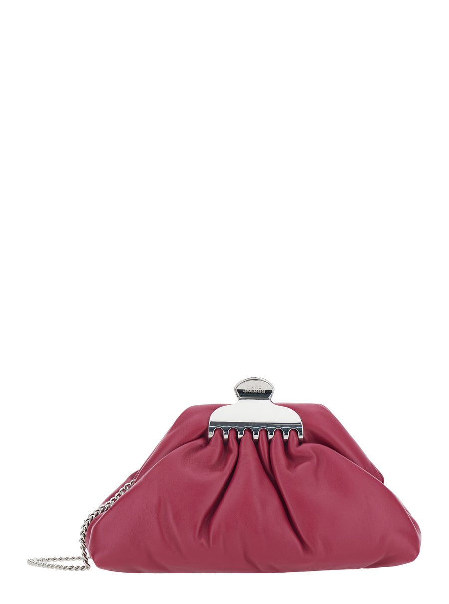 Clutch Claw Clip Piccola Pink Leather Lamb Bags